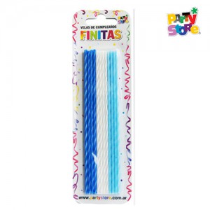 VELAS FINITAS 17cm TORNEADAS COLORES VARON - Blister x 24 u