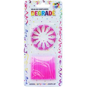 VELAS DEGRADÉ ROSAS C/12 BASES - Blister x 24 u