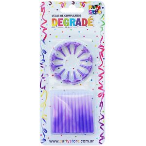 VELAS DEGRADÉ VIOLETAS C/12 BASES - Blister x 24 u