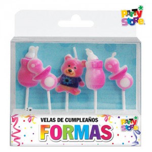 VELAS FORMAS - SET MI 1ER AÑITO NENA X 5 PIEZAS