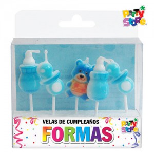 VELAS FORMAS - SET MI 1ER AÑITO VARON X 5 PIEZAS