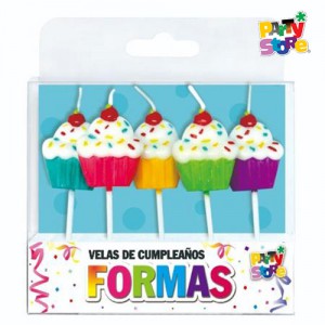 VELAS FORMAS - SET CUPCAKES X 5 PIEZAS