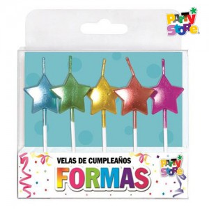VELAS FORMAS - SET ESTRELLAS METALIZADAS X 5 PIEZAS