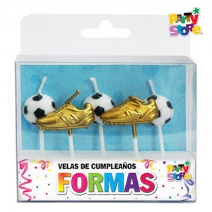 VELAS FORMAS - SET BOTINES Y PELOTAS DE FOOTBALL X 5 PIEZAS
