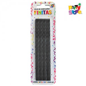 VELAS FINITAS 17cm TORNEADAS NEGRAS - Blister x 24 u