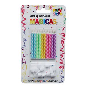 VELAS MAGICAS MULTICOLORES - Blister x 10un. (se vuelven a encender)