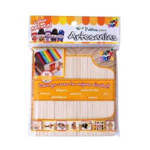PALITOS PARA ARTESANIAS COLOR NATURAL x 50 unidades