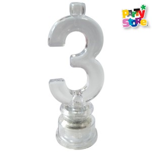 VELA NUMERO LUMINOSO LED N 3 con 4 velitas