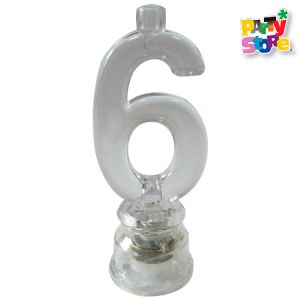 VELA NUMERO LUMINOSO LED N 6 con 4 velitas