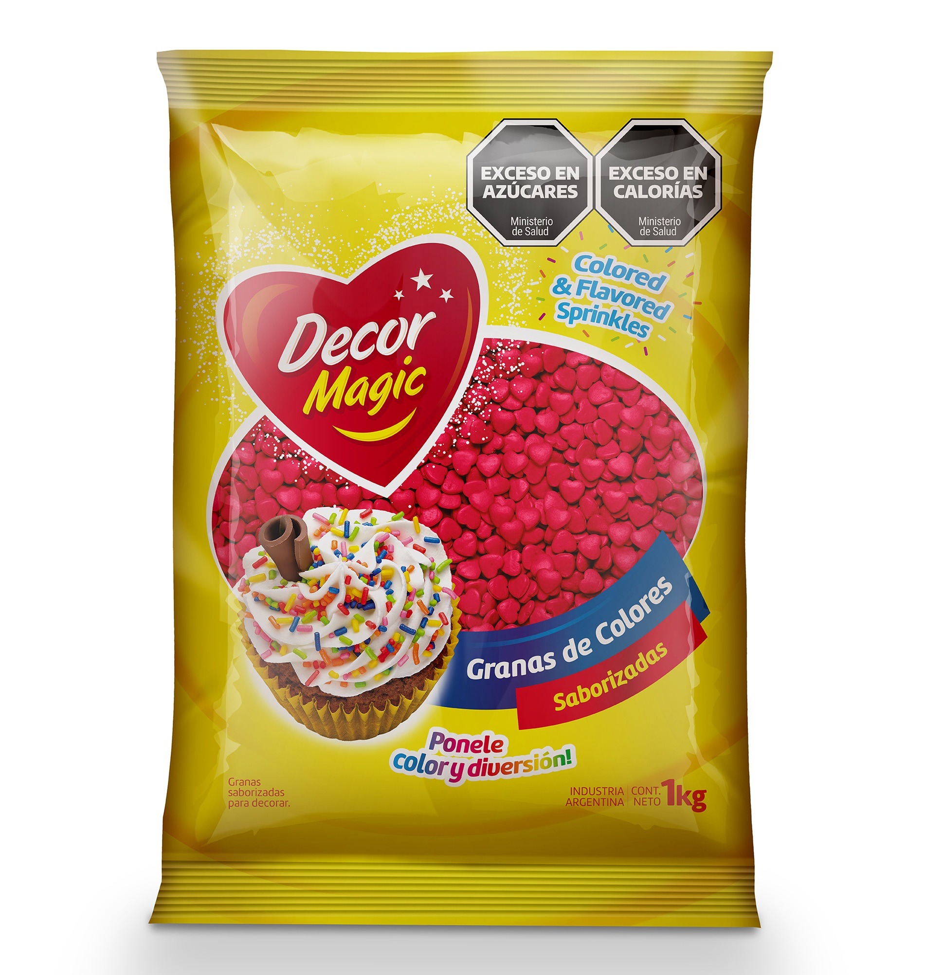 GRANAS FORMA CORAZON DECOR MAGIC ROJO X 1KG X 3UN
