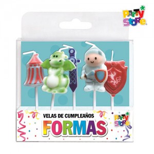 VELAS FORMAS - SET CABALLERO MEDIEVAL X 5 PIEZAS
