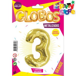 GLOBO METALIZADO GRANDE - DORADO N.3