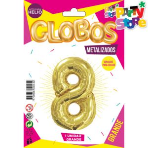 GLOBO METALIZADO GRANDE - DORADO N.8