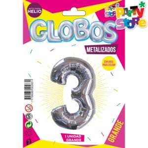 GLOBO METALIZADO GRANDE - PLATEADO N.3