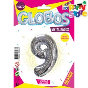 GLOBO METALIZADO GRANDE - PLATEADO N.9