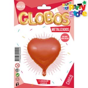 GLOBO METALIZADO FORMAS CORAZON ROJO 45cm APTO HELIO