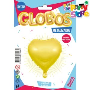 GLOBO METALIZADO FORMAS CORAZON DORADO 45cm APTO HELIO