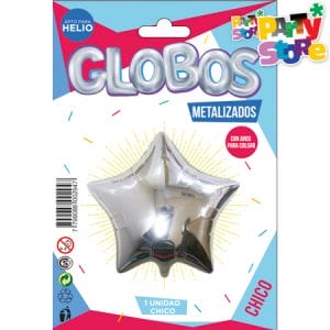 GLOBO METALIZADO FORMAS ESTRELLA PLATEADO 45cm APTO HELIO