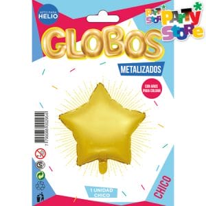 GLOBO METALIZADO FORMAS ESTRELLA DORADO 45cm APTO HELIO