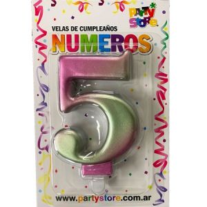 VELA NUMERO IRIDISCENTE Nº5