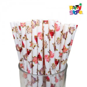 SORBETES DE POLIPAPEL VINTAGE FLORES x 24 unidades