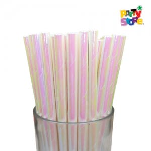 SORBETES DE POLIPAPEL IRIDISCENTES BLANCO x 24 unidades