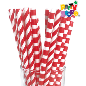 SORBETES DE POLIPAPEL ROJOS y BLANCOS x 24 unidades