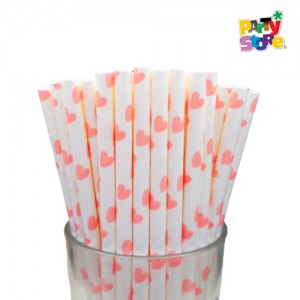 SORBETES DE POLIPAPEL CORAZONES x 24 unidades