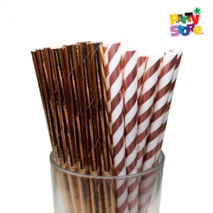 SORBETES DE POLIPAPEL ROSA GOLD x 24 unidades