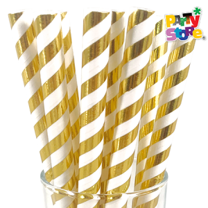 MAXI SORBETES DE POLIPAPEL DORADOS x 12 unidades