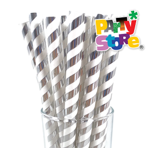 MAXI SORBETES DE POLIPAPEL PLATEADOS x 12 unidades