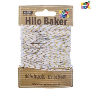 HILO BICOLOR BAKER TWINE BLANCO Y DORADO x 10 metros