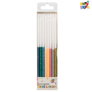 VELAS LARGAS GIBRE BICOLOR MULTICOLOR - Blister x 16 unidades