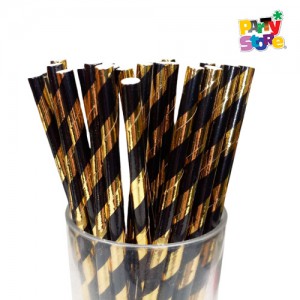 SORBETE DE POLIPAPEL NEGROS Y DORADOS x 24 unidades