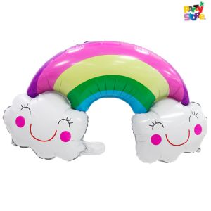 GLOBO METALIZADO FORMA ARCO IRIS 49 x 80cm APTO HELIO