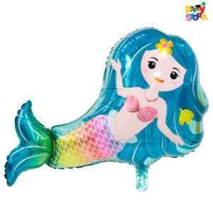 GLOBO METALIZADO FORMA SIRENITA 54 x 82cm APTO HELIO