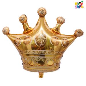 GLOBO METALIZADO FORMA CORONA DORADA 75 x 70cm APTO HELIO