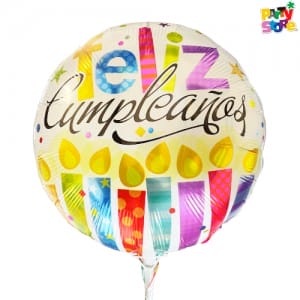 GLOBO METALIZADO FORMA FELIZ CUMPLEAÑOS 45cm x 51cm APTO HELIO