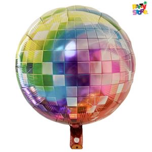 GLOBO METALIZADO FORMA BOLA DE ESPEJOS MULTICOLOR 45 x 51cm APTO HELIO