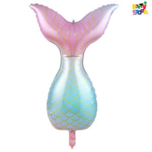 GLOBO METALIZADO FORMA COLA DE SIRENA 52 x 85cm APTO HELIO