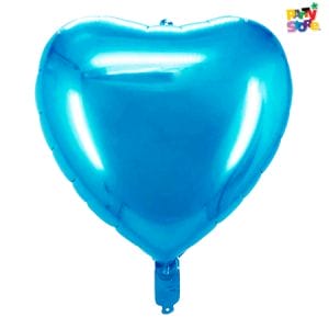 GLOBO METALIZADO FORMAS CORAZON CELESTE 45cm APTO HELIO