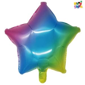 GLOBO METALIZADO FORMAS ESTRELLA MULTICOLOR 45cm APTO HELIO