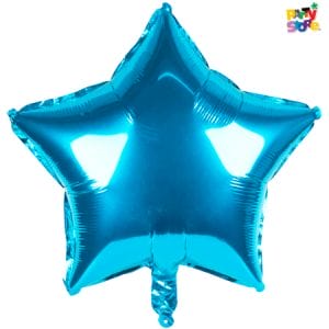 GLOBO METALIZADO FORMAS ESTRELLA CELESTE 45cm APTO HELIO