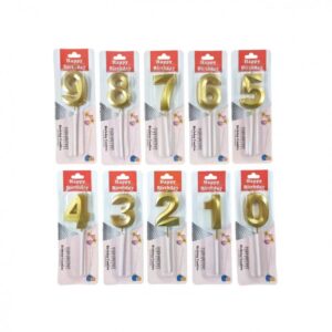 VELAS CON FORMAS DE NUMERO DORADOS