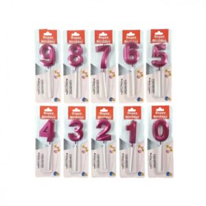 VELAS CON FORMAS DE NUMERO FUCSIAS