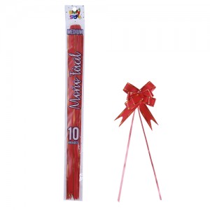 MOÑO FACIL MEDIANO ROJO BORDE DORADO x 10un.