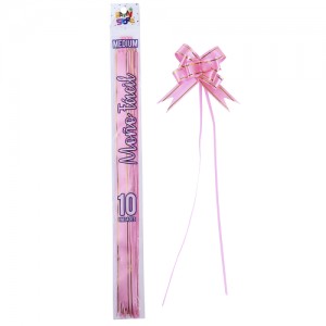 MOÑO FACIL MEDIANO ROSA BORDE DORADO x 10un.