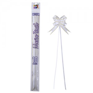 MOÑO FACIL MEDIANO BLANCO BORDE DORADO x 10un.