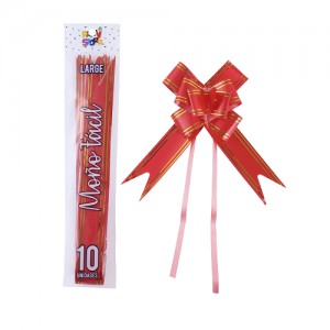 MOÑO FACIL GRANDE ROJO BORDE DORADO x 10un.