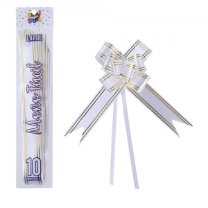 MOÑO FACIL GRANDE BLANCO BORDE DORADO x 10un.